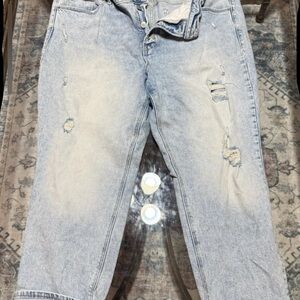 Old Navy Size 20 Ripped Power Slim Straight Jeans – Vintage Wash High Waist Mom